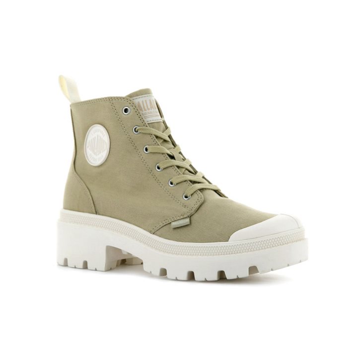 Palladium Pallabase Twill Boots γυναικεια Ελιά | APMO53418