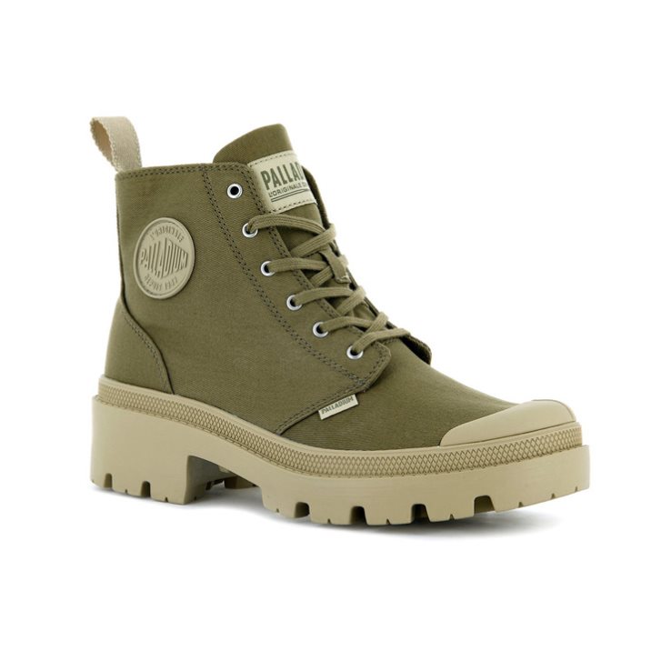 Palladium Pallabase Twill Boots γυναικεια Ελιά | DTYF50318