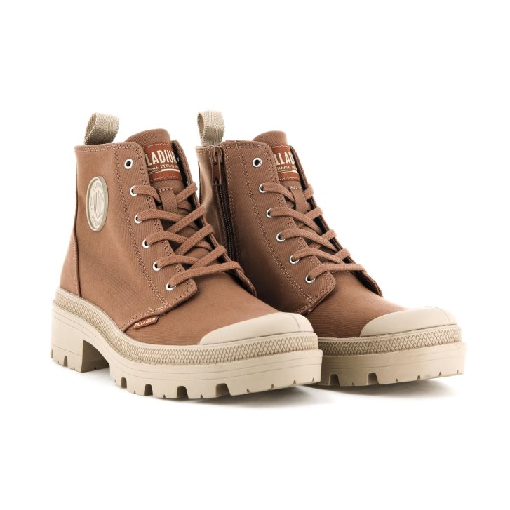 Palladium Pallabase Twill Boots γυναικεια καφε | XWSJ67380