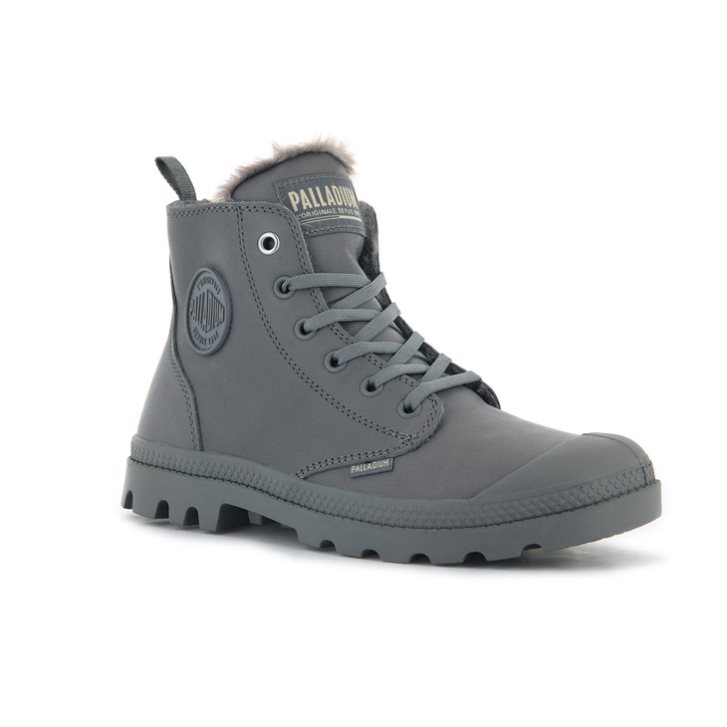 Palladium Pampa Hi Zip Leather S Boots γυναικεια γκρι | ILDJ84935