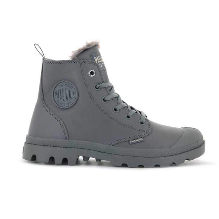 Palladium Pampa Hi Zip Leather S Boots γυναικεια γκρι | ILDJ84935