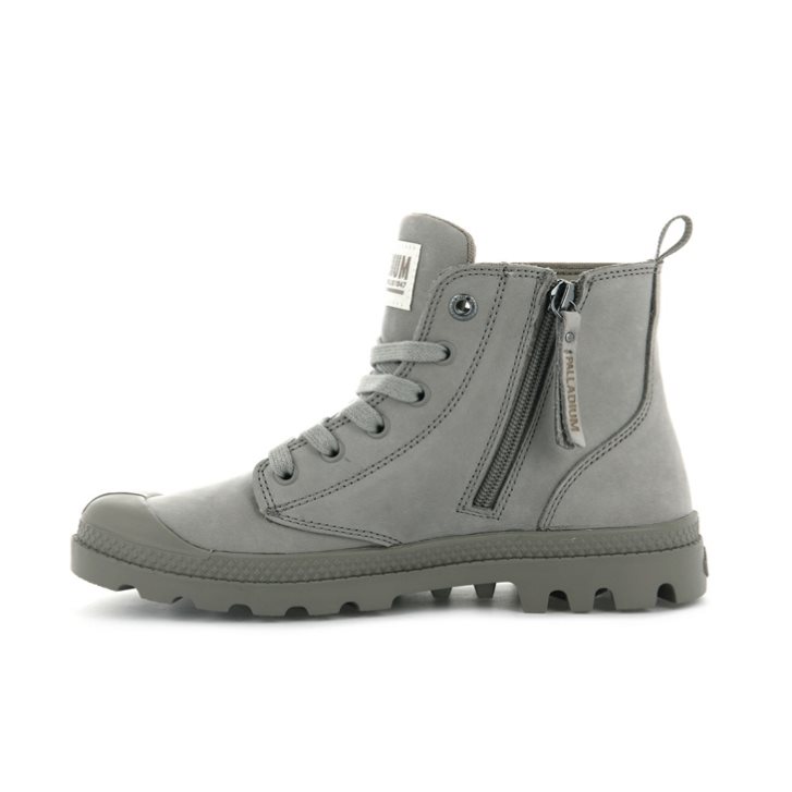 Palladium Pampa Hi Zip Nubuck Boots γυναικεια γκρι | GHDC54392