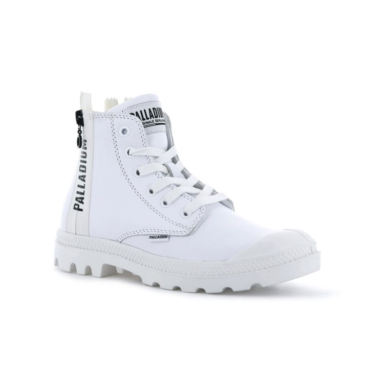 Palladium Pampa Ubn Zips Leather Boots γυναικεια ασπρα | FAVR39178