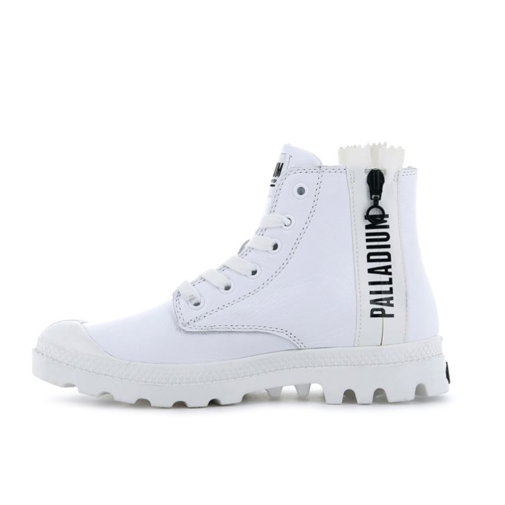 Palladium Pampa Ubn Zips Leather Boots γυναικεια ασπρα | FAVR39178