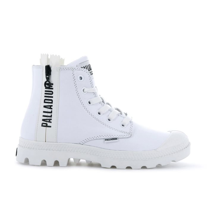 Palladium Pampa Ubn Zips Leather Boots γυναικεια ασπρα | FAVR39178