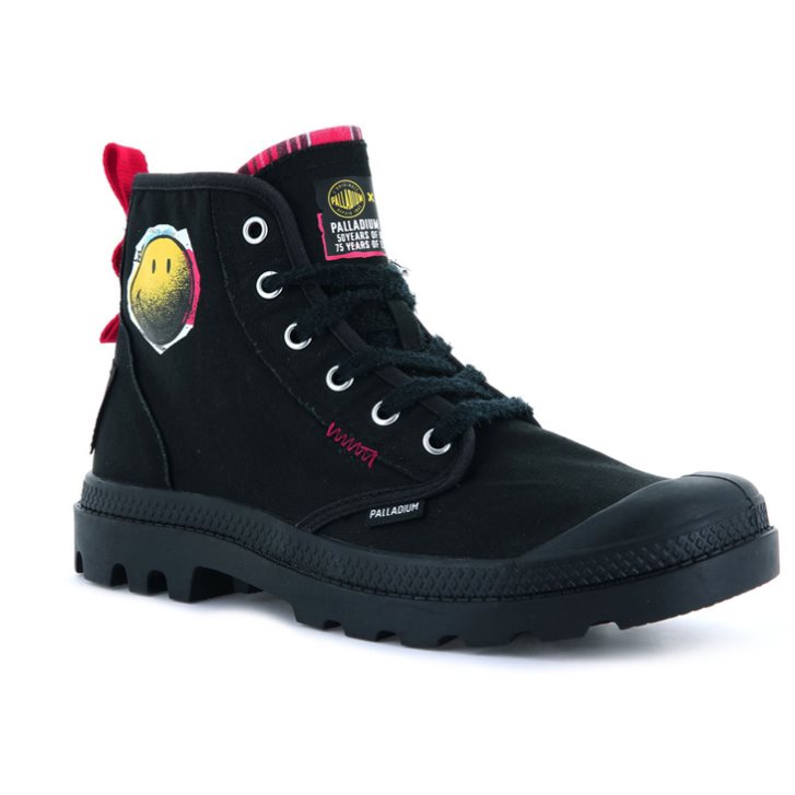 Palladium Pampa X Smiley 1970 Boots γυναικεια μαυρα | HTLJ20943