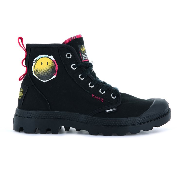 Palladium Pampa X Smiley 1970 Boots γυναικεια μαυρα | HTLJ20943