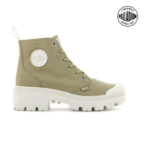 Palladium Pallabase Twill Boots γυναικεια Ελιά | APMO53418