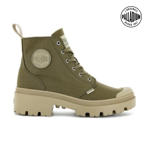 Palladium Pallabase Twill Boots γυναικεια Ελιά | DTYF50318