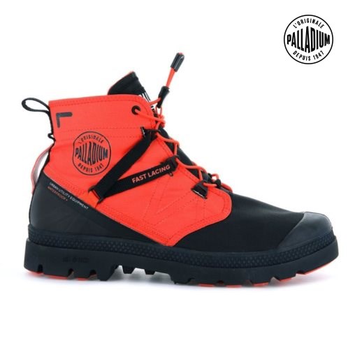 Palladium Pampa Travel Lite+ αδιαβροχα Boots γυναικεια μαυρα πορτοκαλι | DFOA13607