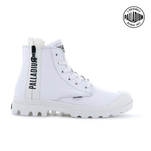 Palladium Pampa Ubn Zips Leather Boots γυναικεια ασπρα | FAVR39178