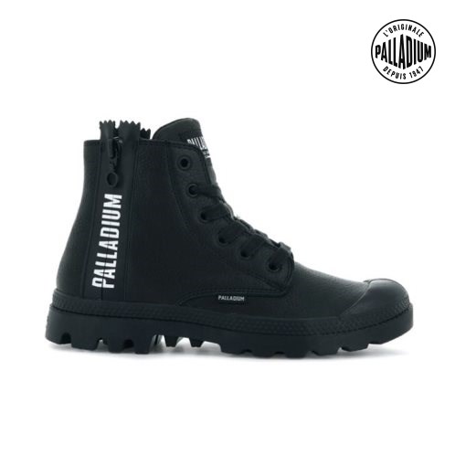 Palladium Pampa Ubn Zips Leather Boots γυναικεια μαυρα | ZTXB52873