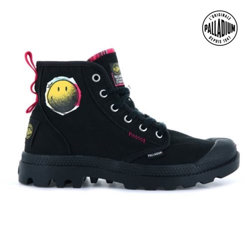 Palladium Pampa X Smiley 1970 Boots γυναικεια μαυρα | HTLJ20943